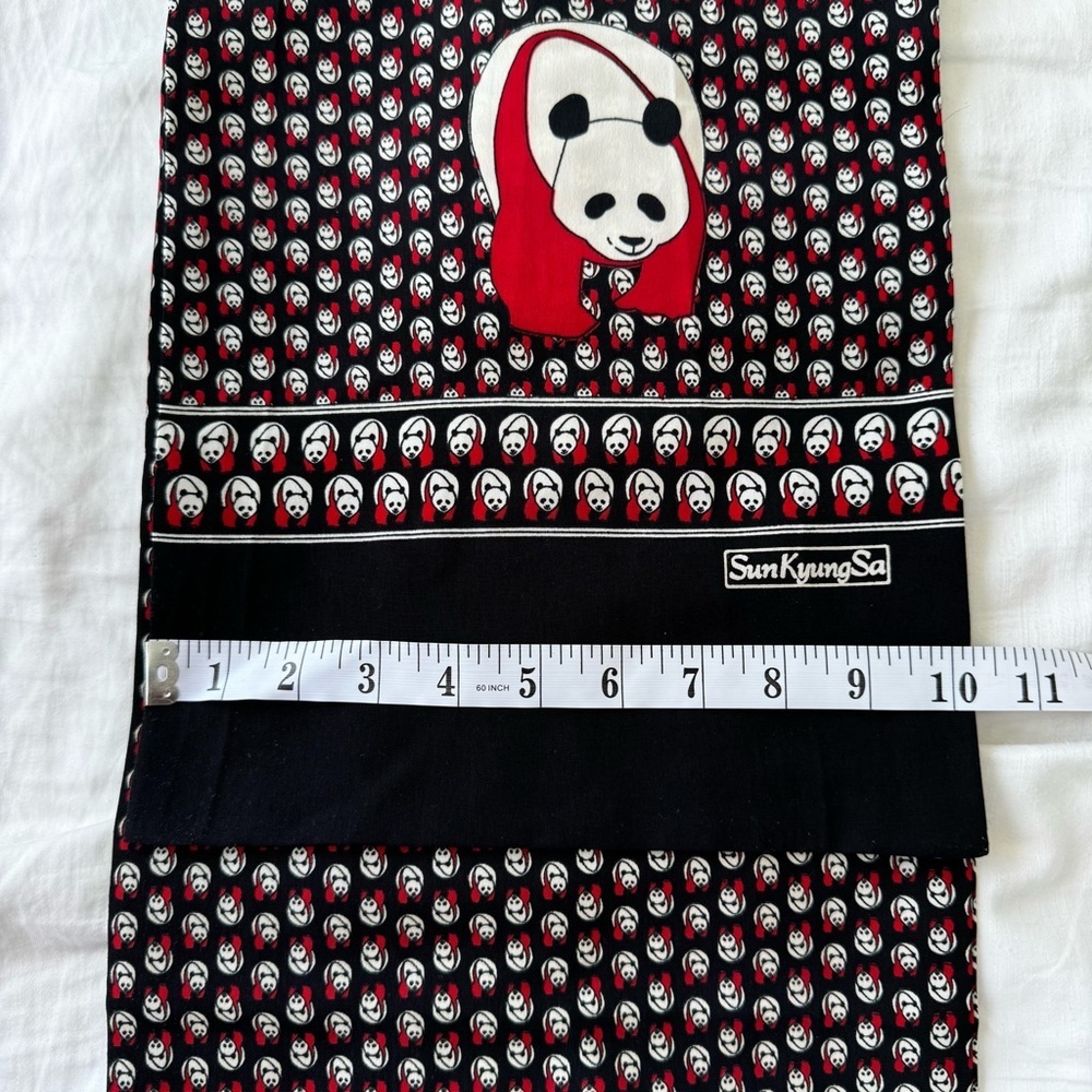 Silk Panda Print Scarf – 🐼 Sun Kyung Sa -Black, White & Red - Picture 7 of 7